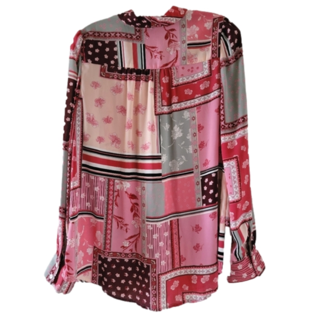 Talbots Patchwork Floral Bow Blouse - image 2